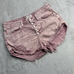 We The Free Women's Distressed Mauve Pink Denim Shorts